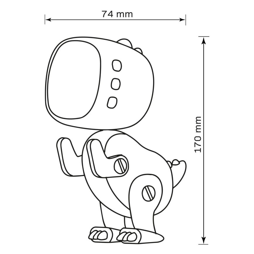 Candeeiro de noite LED RGBW regulável para crianças com despertador ROBOT LED/1W/5V 1200 mAh