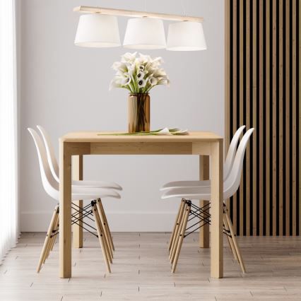 Candeeiro pendente AIDA com cabo, 3x E27/60W/230V, diâmetro 25 cm, carvalho/branco