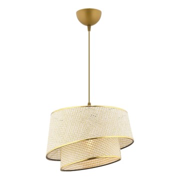 Candeeiro pendente BARETTE com cabo 1xE27/60W/230V creme/dourado