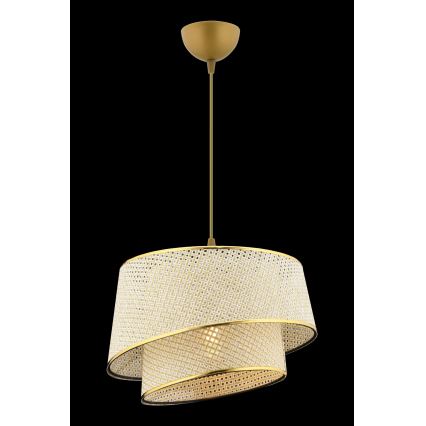 Candeeiro pendente BARETTE com cabo 1xE27/60W/230V creme/dourado