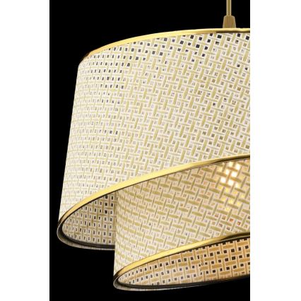 Candeeiro pendente BARETTE com cabo 1xE27/60W/230V creme/dourado