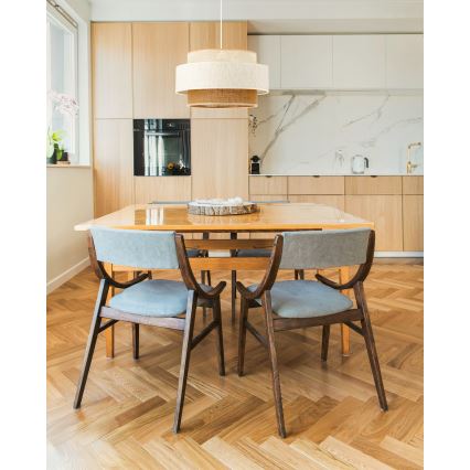 Candeeiro pendente BOHO com cabo 1xE27/60W/230V Ø 40 cm branco/juta