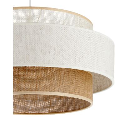 Candeeiro pendente BOHO com cabo 1xE27/60W/230V Ø 40 cm branco/juta