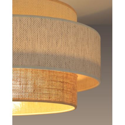 Candeeiro pendente BOHO com cabo 1xE27/60W/230V Ø 40 cm branco/juta