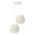 Candeeiro pendente BOHO com cabo 2xE27/60W/230V creme/juta
