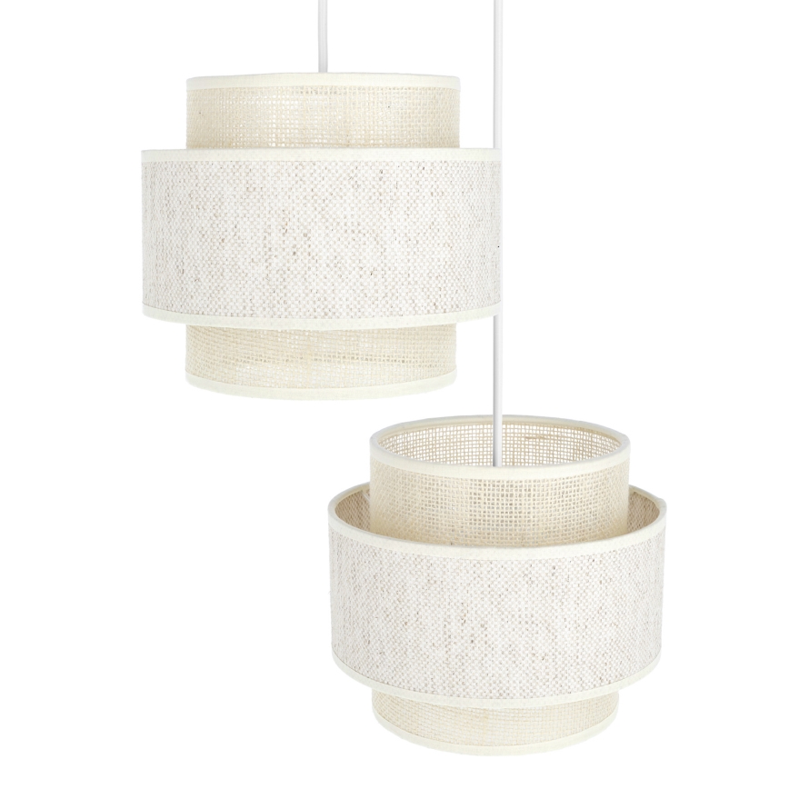 Candeeiro pendente BOHO com cabo 2xE27/60W/230V creme/juta