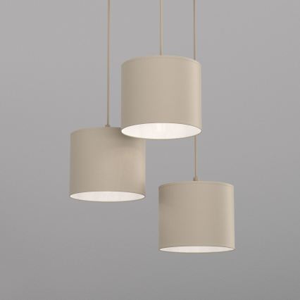 Candeeiro pendente com cabo ARDEN 3xE27/15W/230V Ø 30 cm bege