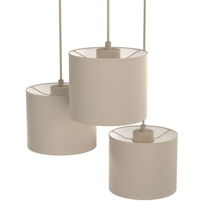 Candeeiro pendente com cabo ARDEN 3xE27/15W/230V Ø 30 cm bege