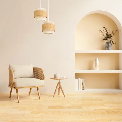 Candeeiro pendente com cabo BOHO 2xE27/60W/230V juta/creme