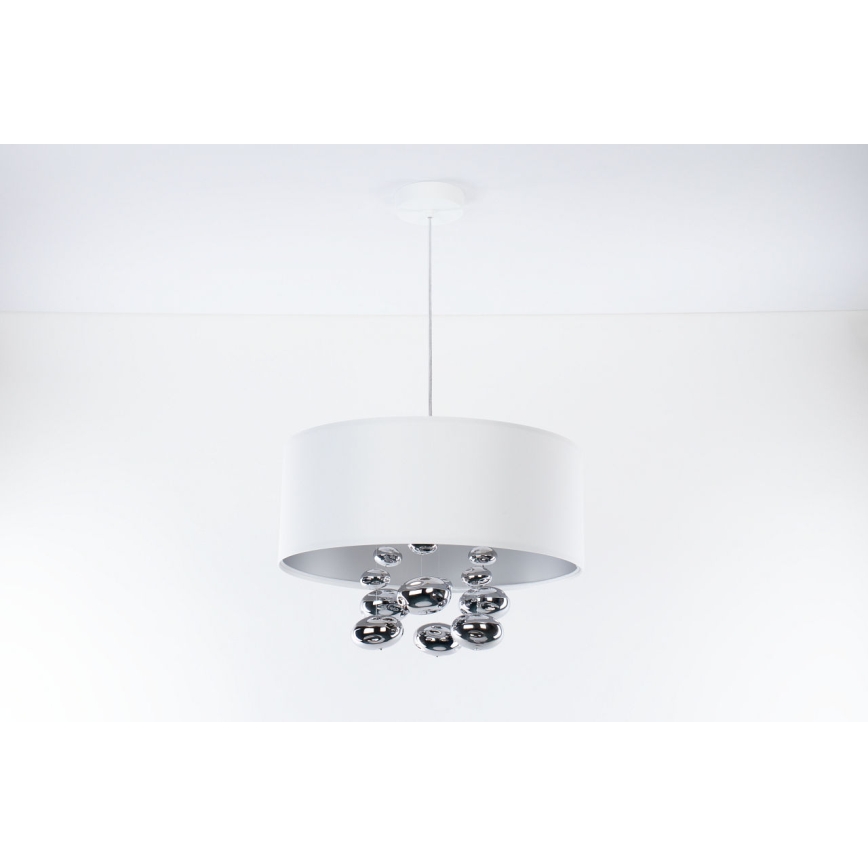 Candeeiro pendente com cabo BUBBLE 1xE27/60W/230V Ø 50 cm branco