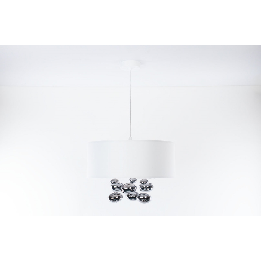 Candeeiro pendente com cabo BUBBLE 1xE27/60W/230V Ø 50 cm branco