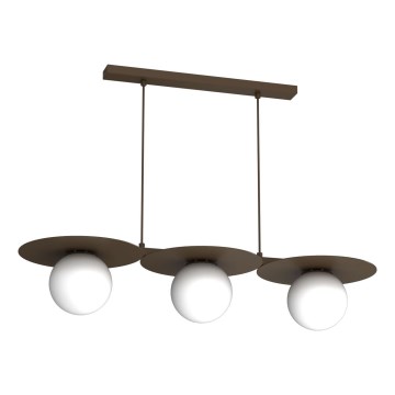 Candeeiro pendente com cabo FLAT 3xE27/15W/230V castanho