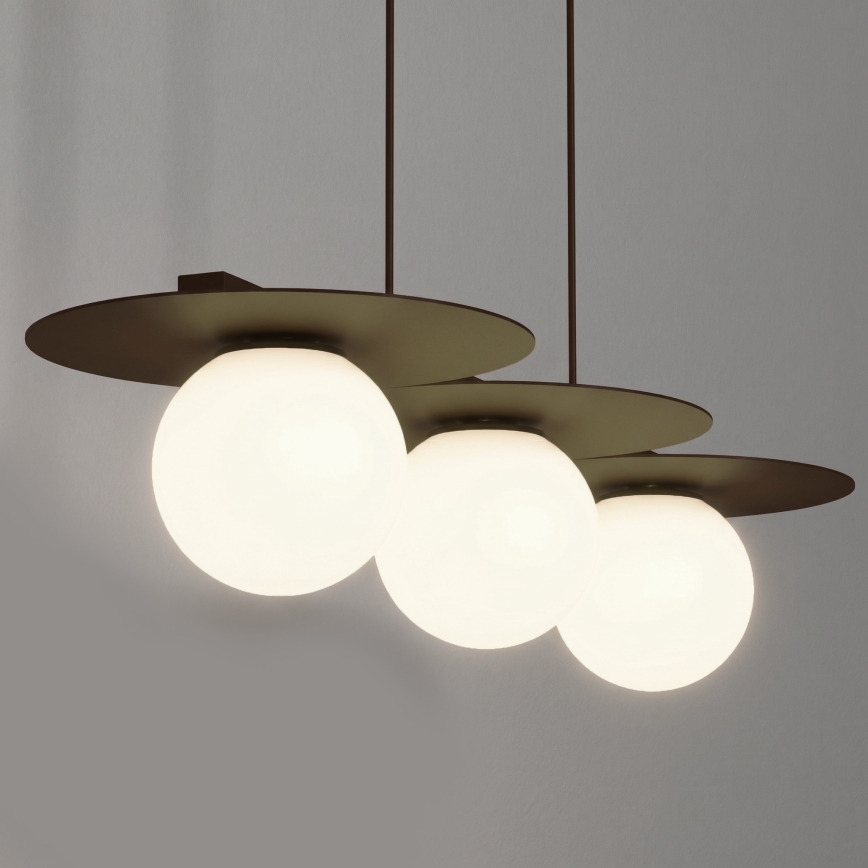 Candeeiro pendente com cabo FLAT 3xE27/15W/230V castanho