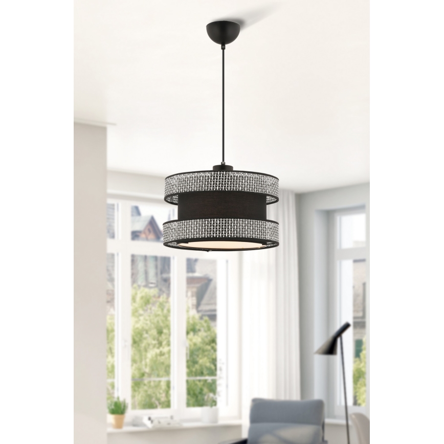 Candeeiro pendente com cabo HALO 1xE27/60W/230V preto/cinzento