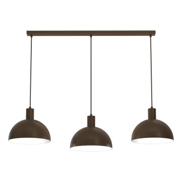 Candeeiro pendente com cabo HANDA 3xE27/15W/230V castanho