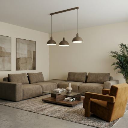 Candeeiro pendente com cabo HANDA 3xE27/15W/230V castanho