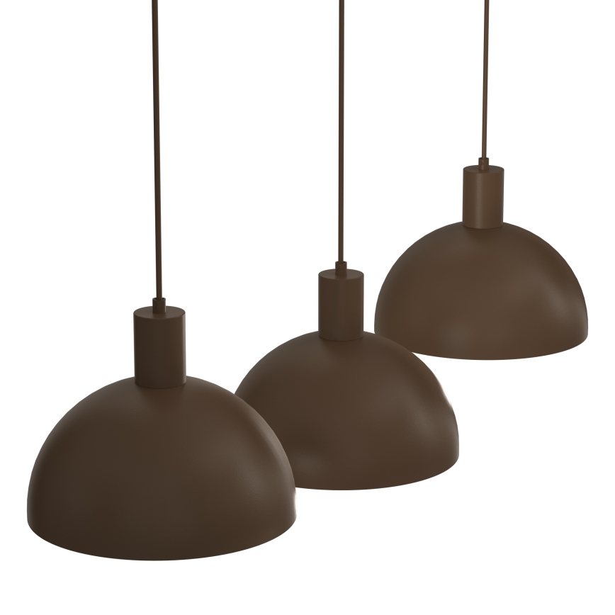 Candeeiro pendente com cabo HANDA 3xE27/15W/230V castanho