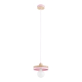Candeeiro pendente com cabo LARSO 1xE27/15W/230V rosa/bege