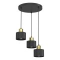 Candeeiro pendente com cabo PARKLA 3xE27/15W/230V preto