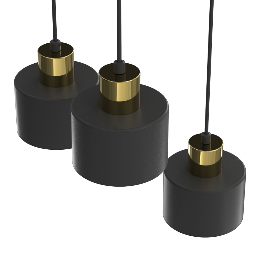 Candeeiro pendente com cabo PARKLA 3xE27/15W/230V preto