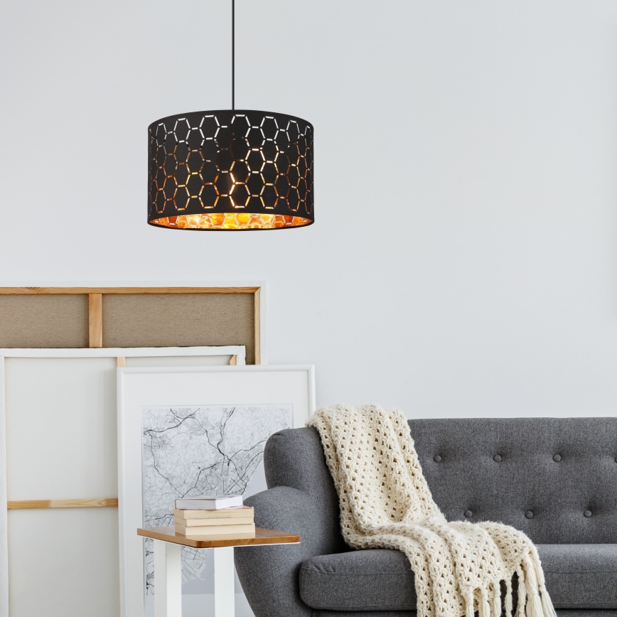 Candeeiro pendente com cabo ULLE 1xE27/15W/230V preto