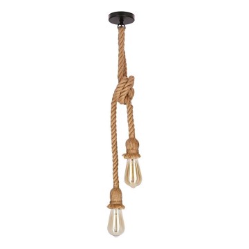 Candeeiro pendente com cabo VIDEA 2xE27/40W/230V castanho