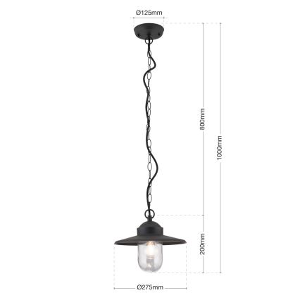 Luminária suspensa de exterior EDWARD 1xE27/60W/230V IP44 antracite