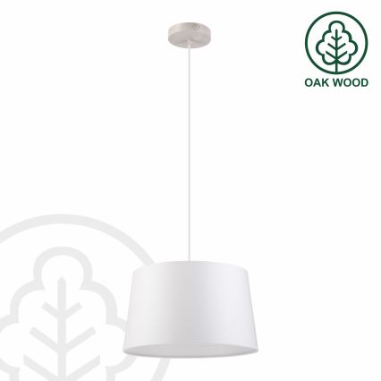 Candeeiro pendente em cabo AIDA 1xE27/60W/230V Ø 35 cm carvalho/branco
