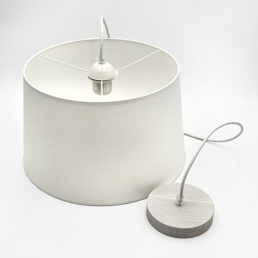 Candeeiro pendente em cabo AIDA 1xE27/60W/230V Ø 35 cm carvalho/branco
