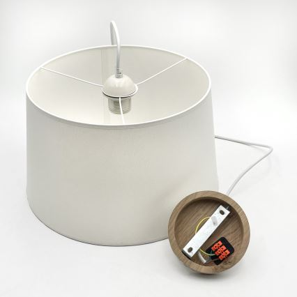 Candeeiro pendente em cabo AIDA 1xE27/60W/230V Ø 35 cm carvalho/branco