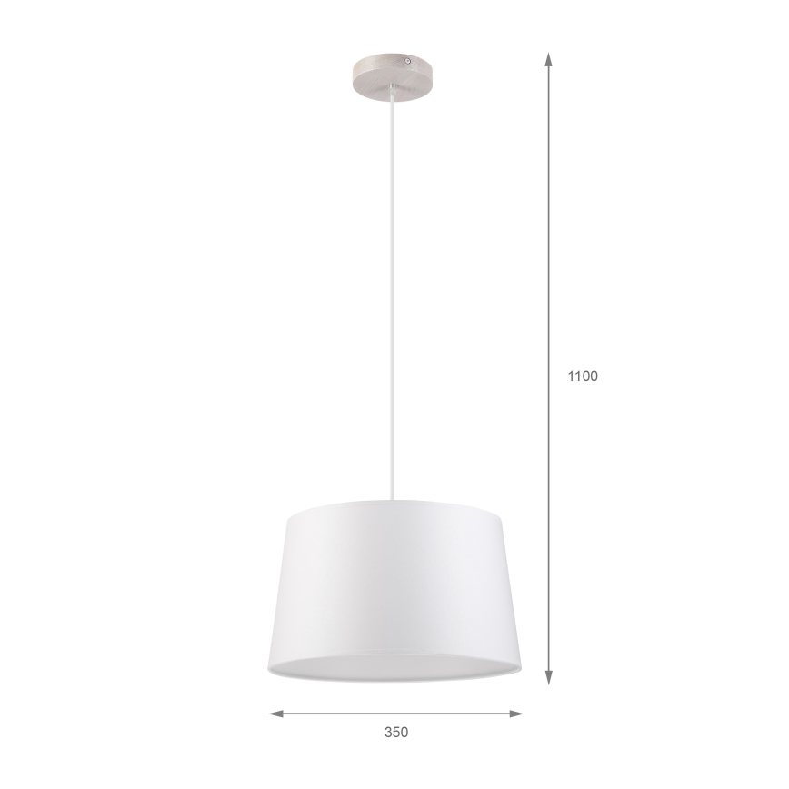 Candeeiro pendente em cabo AIDA 1xE27/60W/230V Ø 35 cm carvalho/branco