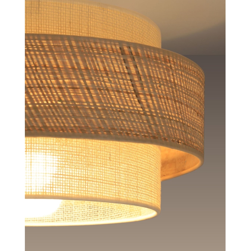 Candeeiro pendente em cabo BOHO 1xE27/60W/230V Ø 40 cm juta/creme