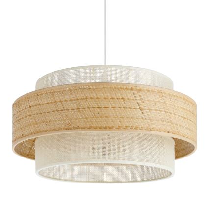 Candeeiro pendente em cabo BOHO 1xE27/60W/230V Ø 40 cm juta/creme