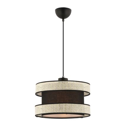 Candeeiro pendente em cabo HALO 1xE27/60W/230V preto/creme