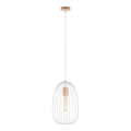 Candeeiro pendente em cabo OVELLA 1xE27/15W/230V Ø 25 cm creme/pinho