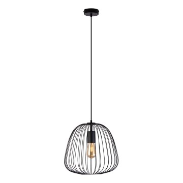 Candeeiro pendente em cabo OVELLA 1xE27/15W/230V Ø 36 cm preto