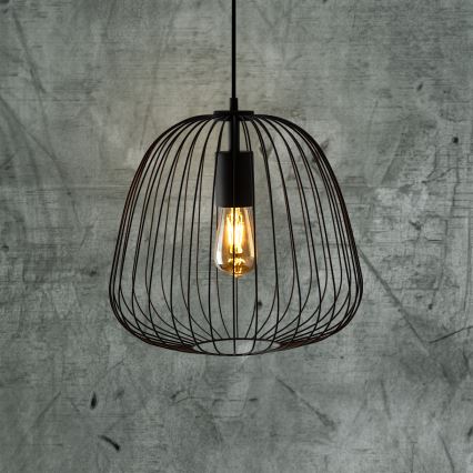 Candeeiro pendente em cabo OVELLA 1xE27/15W/230V Ø 36 cm preto