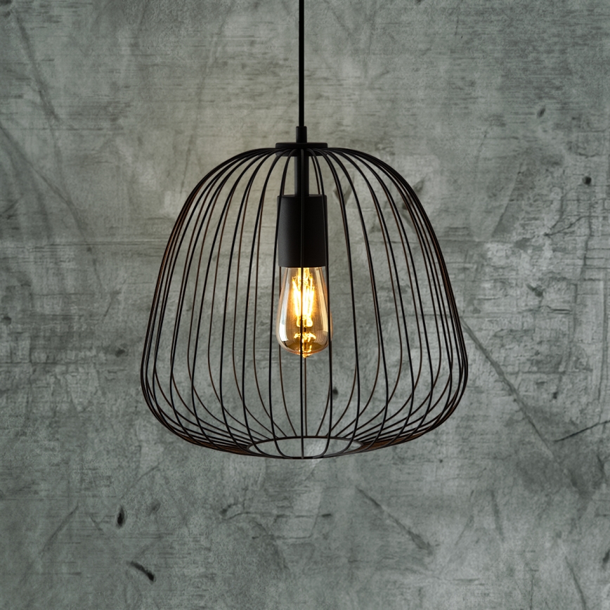 Candeeiro pendente em cabo OVELLA 1xE27/15W/230V Ø 36 cm preto