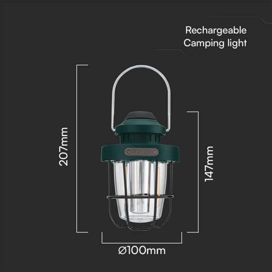 Candeeiro pendente recarregável LED  para exterior com regulação de intensidade LED LED/5W/5V 2700-6500K IP44