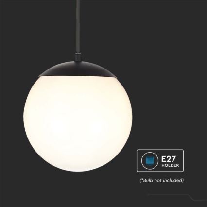 Candeeiro pendente para exterior com cabo 1xE27/60W/230V Ø 20 cm IP44 preto