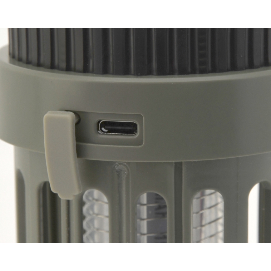 Candeeiro recarregável portátil LED com armadilha de insetos LED/2W/1800mAh/3xAAA IPX4 verde