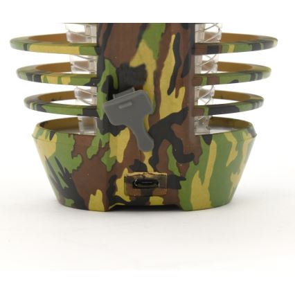 Candeeiro recarregável portátil LED com armadilha de insetos LED/2W/3,7V 1800 mAh IPX4 camuflagem