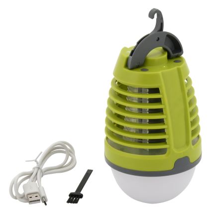 Candeeiro recarregável portátil LED com armadilha de insetos LED/2W/3,7V 1800 mAh IPX4 verde