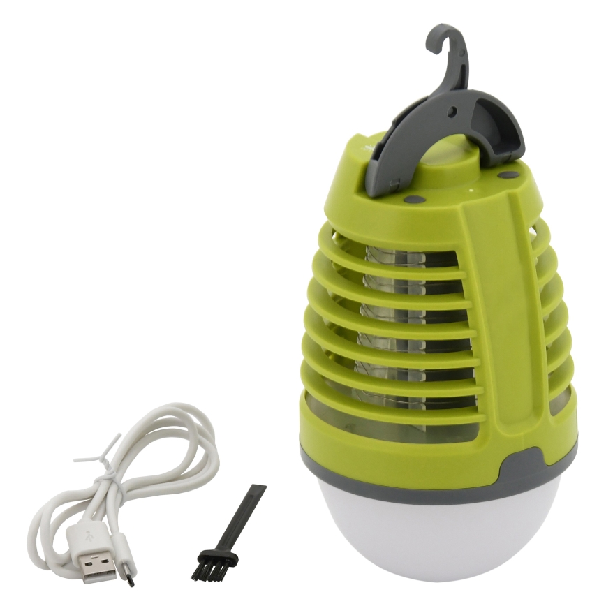 Candeeiro recarregável portátil LED com armadilha de insetos LED/2W/3,7V 1800 mAh IPX4 verde