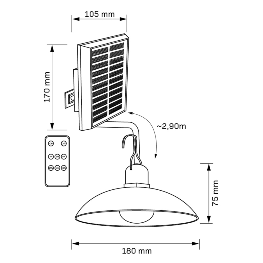 Candeeiro solar LED CELINA LED/1,8W/3,7V 2400 mAh IP44 + comando