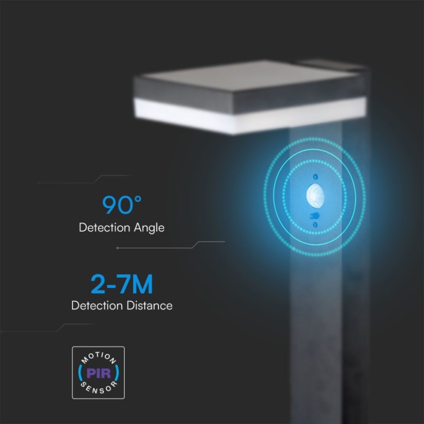 Candeeiro solar LED com sensor LED/2W/3,7V IP54 3000K angular preto