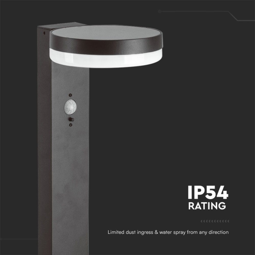 Candeeiro solar LED com sensor LED/2W/3,7V IP54 3000K 2200 mAh redondo preto