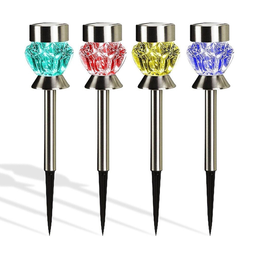 Candeeiro solar LED CRYSTAL 2xLED-RGB/0,02W/1xAAA cromo mate IP44