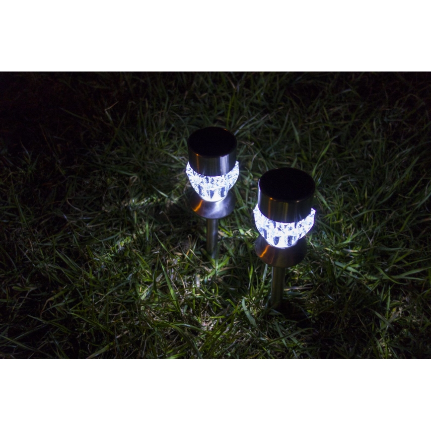 Candeeiro solar LED CRYSTAL 2xLED-RGB/0,02W/1xAAA cromo mate IP44