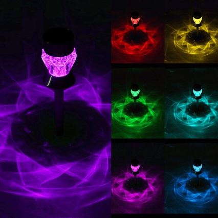 Candeeiro solar LED CRYSTAL 2xLED-RGB/0,02W/1xAAA cromo mate IP44